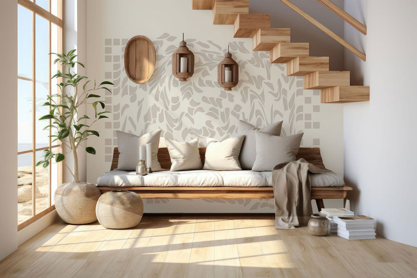 Peel and Stick Modern Wallpaper Contemporary Hypnosis Spiral Mural Organic Colors Mural Peel and Stick Wall Art Unique Wall Art Custom Size 169
