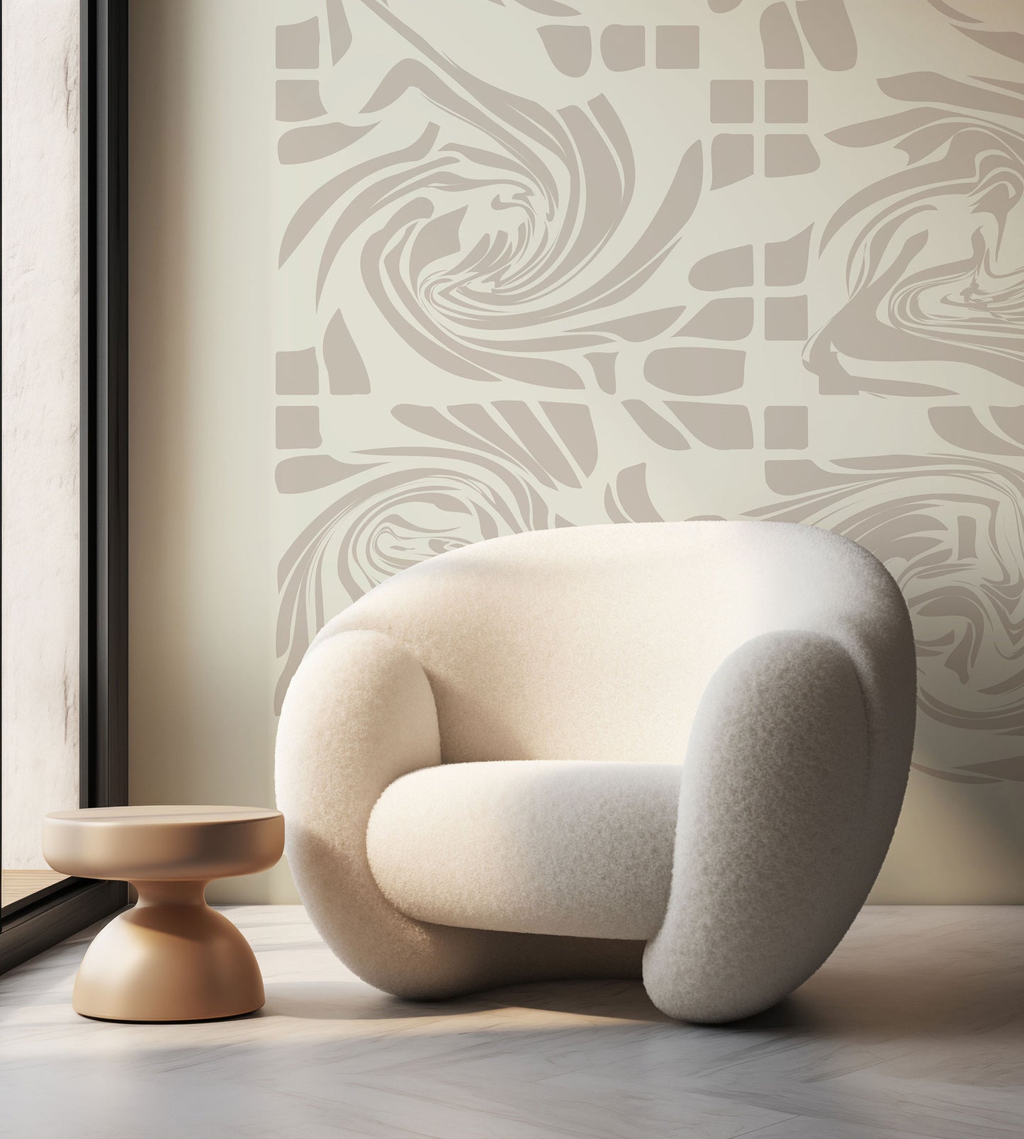 Peel and Stick Modern Wallpaper Contemporary Hypnosis Spiral Mural Organic Colors Mural Peel and Stick Wall Art Unique Wall Art Custom Size 170