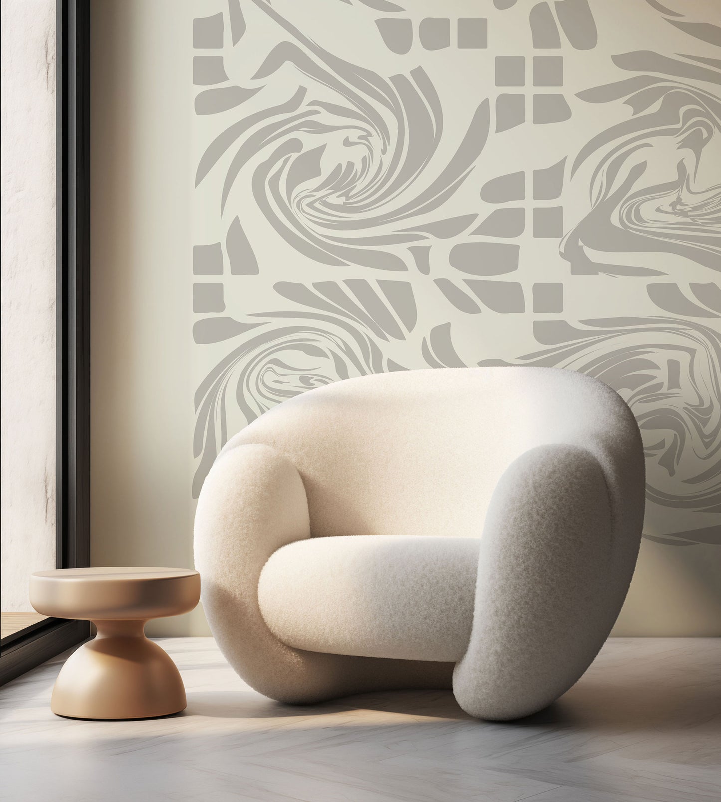Peel and Stick Modern Wallpaper Contemporary Hypnosis Spiral Mural Organic Colors Mural Peel and Stick Wall Art Unique Wall Art Custom Size 170