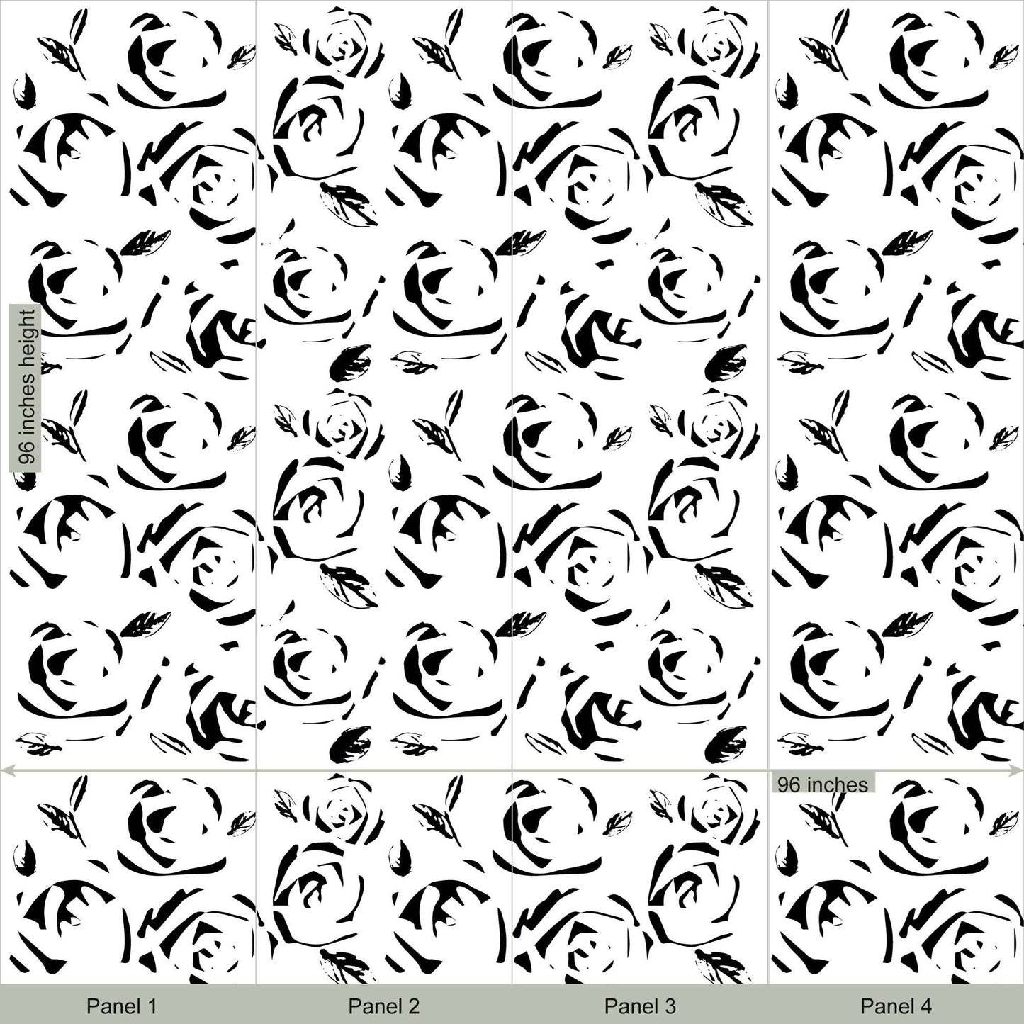 Rose Wallpaper, flower Wall, Abstract wallpaper, Contemporary Mural, Pink, Black and white, Peel and Stick Wallpaper, Adhesive, Rose Wall, M157