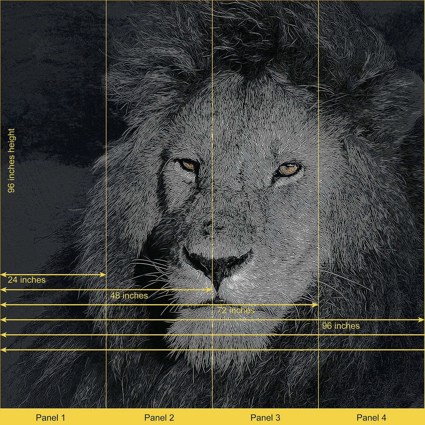 Wildlife Artwork, Animal Mural, Line drawing Mural, Modern Mural, Deco Stick, Minimalist Wallpaper, Unique Mural, Trendy Mural, Lion, M140
