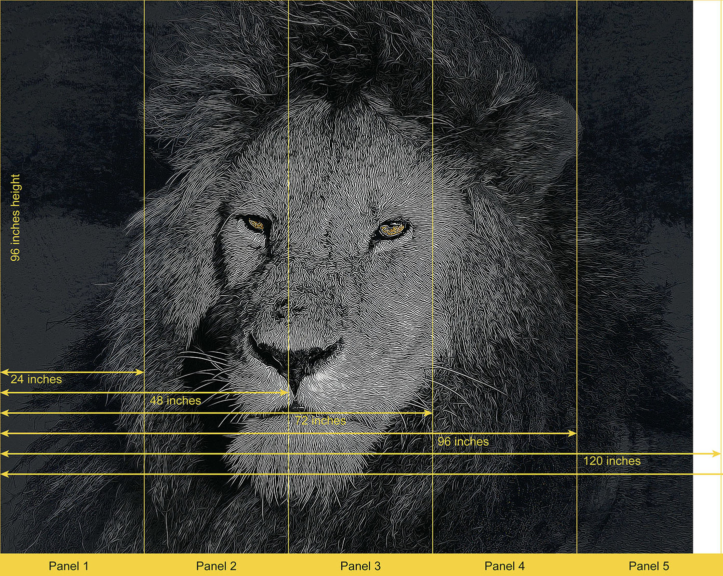 Wildlife Artwork, Animal Mural, Line drawing Mural, Modern Mural, Deco Stick, Minimalist Wallpaper, Unique Mural, Trendy Mural, Lion, M140