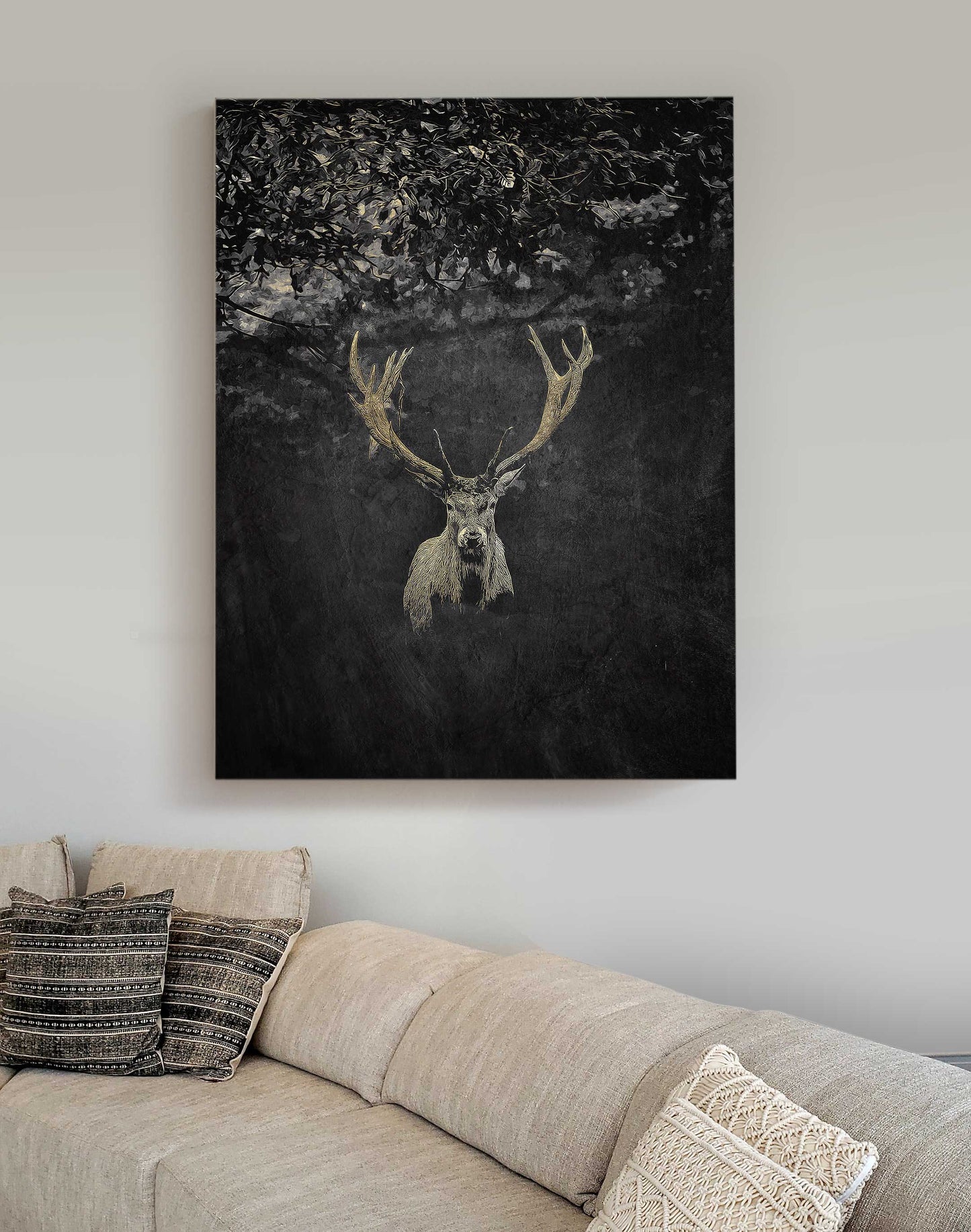 Wildlife Artwork, Digital Download, Printable, Deer Wall Art, Digital File, Animal Wall Art, Canvas Art, Wall Décor, Deer black & gold, A116